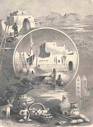 Bild des Verkufers fr Aus einem Dorf der Puebloindianer. Mehrer Abbildungen auf einem Blatt. zum Verkauf von Antiquariat Hild