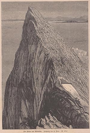 Image du vendeur pour Der Felsen von Gibraltar. Ansicht mit Blick bers Meer. mis en vente par Antiquariat Hild