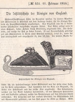 Bild des Verkufers fr Die Schlittschuhe der Knigin. 1 Abbildung mit Text auf einem Blatt. zum Verkauf von Antiquariat Hild