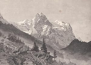 Bild des Verkufers fr Wellhorn und Wetterhorn. Bergpanorama. zum Verkauf von Antiquariat Hild