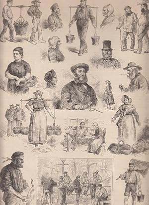 Bild des Verkufers fr Typen aus Ostfriesland. Eine Vielzahl von Abbildungen auf 1 Blatt. zum Verkauf von Antiquariat Hild