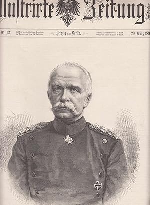 Seller image for der neue deutsche Reichskanzler. Brustbild. Titelblatt der Leipziger Illustrierten Zeitschrift von 1890. Auf der Rckseite ein Artikel "Der Rcktritt des Frsten Bismarck und der neue Reichskanzler. for sale by Antiquariat Hild