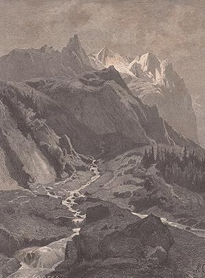 Bild des Verkufers fr Wetterhorn und Wellhorn von Rosenlaui aus gesehen. zum Verkauf von Antiquariat Hild