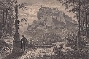 Bild des Verkufers fr Teilansicht mit der Burg und Kirche. zum Verkauf von Antiquariat Hild