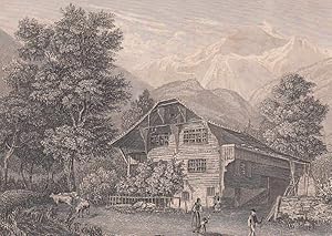 Seller image for Ein Bauernhaus in Wilderswil. uere Ansicht mit Blick zu Jungfrau? for sale by Antiquariat Hild