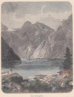Imagen del vendedor de Der Knigssee: Ansicht mit einer Htte im Vordergrund. a la venta por Antiquariat Hild