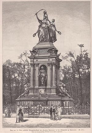 Das am 10. Mai enthüllte Kriegerdenkmal der Provinz Hannover in der Eilenriede zu Hannover. Ansic...