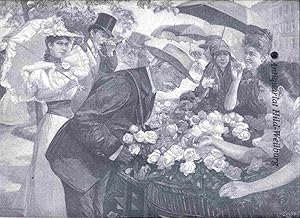 Bild des Verkufers fr Aus Karlsbad: Rote oder weie Rosen? lterer Herr kauft Rosen bei der Blumenverkuferin. zum Verkauf von Antiquariat Hild