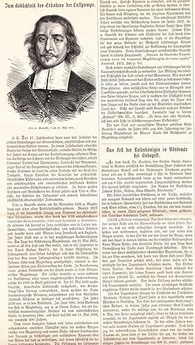 Zum Gedächtniß des Erfinders der Luftpumpe. Brustbild zu seinem Tod am 11. Mai 1686 mit Text zum ...