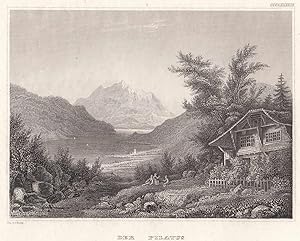 Bild des Verkufers fr Der Pilatus in der Schweiz. Ansicht mit dem See im Vordergrund. zum Verkauf von Antiquariat Hild