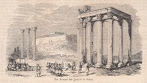 Imagen del vendedor de Athen: Der Tempel des Jupiter. Ansicht mit figrlicher Staffage. a la venta por Antiquariat Hild