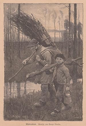 Bild des Verkäufers für Clausen, George: Winterabend. Vater und Sohn mit Leseholz auf dem Heimweg. zum Verkauf von Antiquariat Hild