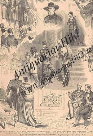 Szenen aus dem Aufenhalt des Fürsten Bismarck in Wien. 7 Abbildungen auf einem Blatt. Zeigt: 1. A...