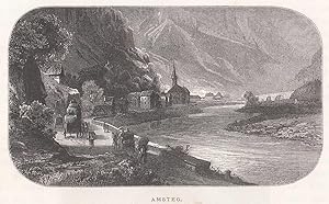 Bild des Verkufers fr Gesamtansicht vom Ufer der Reuss aus, im Hintergrund die steinerne Brcke. zum Verkauf von Antiquariat Hild