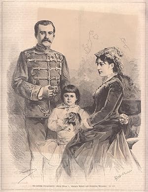 Image du vendeur pour Die serbische Knigsfamilie. Abgebildet sind: Knig Milan I., Knigin Natalie und Kronprinz Alexander. mis en vente par Antiquariat Hild