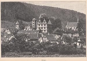 Bild des Verkufers fr Schne Ansicht mit der Kirche. zum Verkauf von Antiquariat Hild