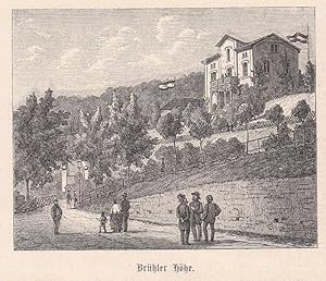 Seller image for Brhler Hhe. Schne Ansicht mit der Villa, im Vordergrund Spaziergnger. for sale by Antiquariat Hild