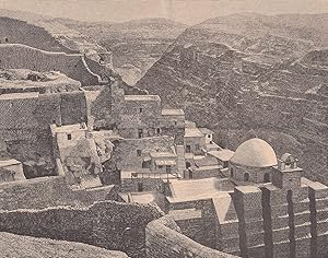 Bild des Verkufers fr Das Kloster Mar Saba (Sabas-Kloster). Ansicht von einer Anhhe aus. zum Verkauf von Antiquariat Hild