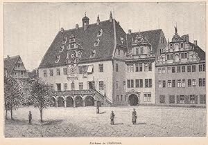 Bild des Verkufers fr Das Rathaus in Heilbronn. uere Ansicht mit figrlicher Staffage. zum Verkauf von Antiquariat Hild