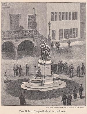 Bild des Verkufers fr Rober Mayer-Denkmal. Ansicht von einer kleinen Anhhe aus. zum Verkauf von Antiquariat Hild