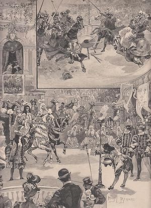 Aufführung eines Hoffestes aus der Zeit Ludwig XV. im Zirkus Wulff. 2 Abbildungen auf einem Blatt...