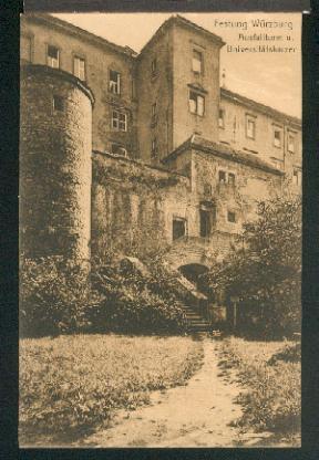 Ansichtskarte: Festung Würzburg, Ausfallturm u. Universitätskrazer. x, Br./w, I, um 1910.