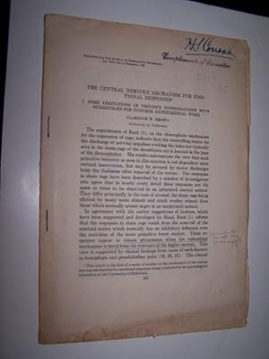 THE CENTRAL NERVOUS MECHANISM FOR EMOTIONAL RESPONSES
