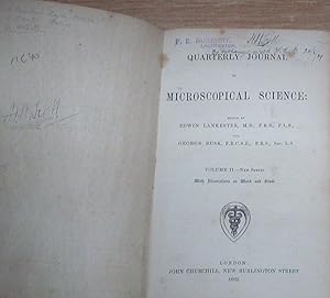 Image du vendeur pour Journal of Microscopical Science. Vol 2 bound with Vol 10-New Series. mis en vente par Thylacine Fine Books