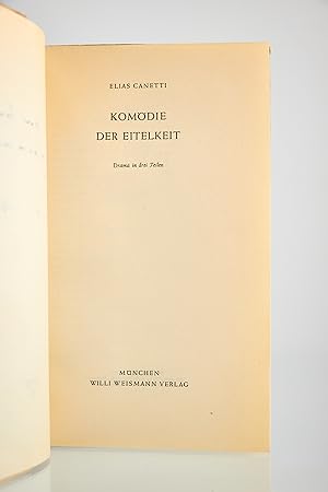 Komödie der Eitelkeit by CANETTI Elias: couverture souple (1950) Signed ...
