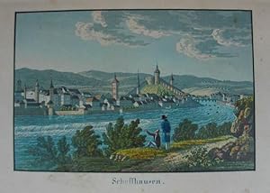 Schaffhausen. Altkolorierte Aquatinta um 1830, 7 x 10 cm