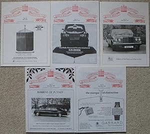 Rolls-Royce Enthusiasts Club Advertising Supplement - 5 issues - numbers 10-14 inclusive, for Sep...