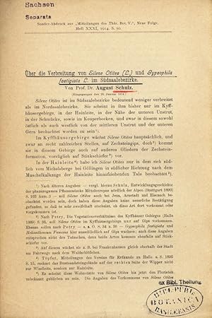 Bild des Verkufers fr ber die Verbreitung von Sikne Otites [C.] und Sypsopkita fastigiata O. im Sdsaalebezirke. Sonderabdrnuck aus "Mitteilungen des Thr. Hot. V.", Neue Folge. Heft XXXI. 1914. S. 50. zum Verkauf von Antiquariat Bookfarm