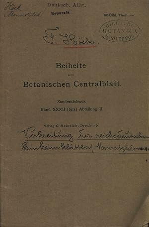 Bild des Verkufers fr Verbreitng der reichsdetschen Einkeimblttler ( Momocotylene). Beihefte zum Botanischen Centralblatt. Sonderabdruck Band XXXII (1914) Abteilung II. zum Verkauf von Antiquariat Bookfarm