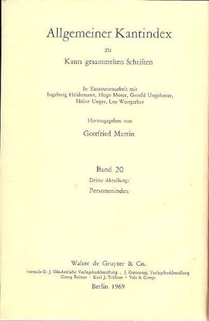 Allgemeiner Kantindex zu Kants gesammelten Schriften. Band 20. Dritte Abteilung: Personenindex.