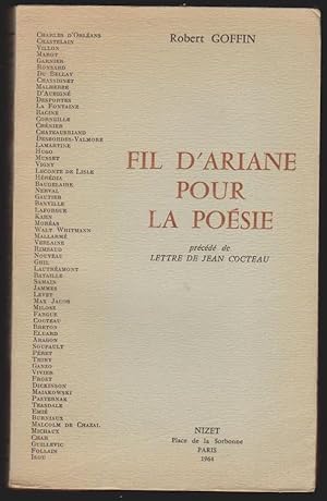 Fil d'Ariane Pour La Poésie précédé De Lettre De Jean Cocteau