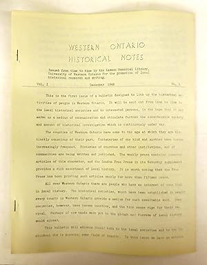 Bild des Verkufers fr Western Ontario Historical Notes December 1942 zum Verkauf von Attic Books (ABAC, ILAB)
