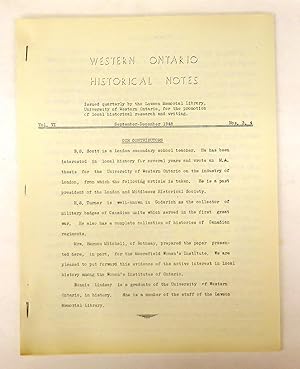 Bild des Verkufers fr Western Ontario Historical Notes September-December 1948 zum Verkauf von Attic Books (ABAC, ILAB)