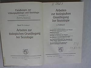 Bild des Verkufers fr Arbeiten zur biologischen Grundlegung der Soziologie, 2. Halbband. Forschungen zur Vlkerpsychologie und Soziologie, Band X. zum Verkauf von Antiquariat Bookfarm