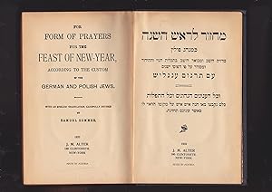Immagine del venditore per For Form of Prayers for the Feast of New Year, according to the custom of the German and Polish Jews. venduto da Meir Turner