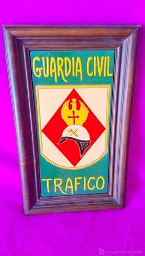 AZULEJO, CERAMICA ENMARCADA DE LA GUARDIA CIVIL DE TRAFICO 28X14