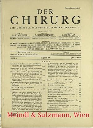 Der Chirurg. Zeitschrift für alle Gebiete der operativen Medizin. Herausgegeben von M. Kirschner,...