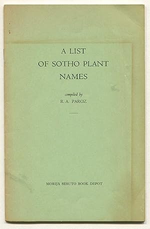 A List of Sotho Plant Names