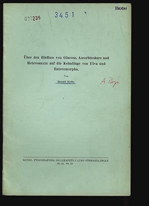 Bild des Verkufers fr ber den Einfluss von Glucose, Ascorbinsure und Heteroauxin auf die Keimlinge von Ulva und Enteromorpha. KUNGL. FYSIOGRAFISKA SLLSKAPETS I LUND FRHANDLINGAR, Bd. 12, Nr. 12. zum Verkauf von Antiquariat Bookfarm