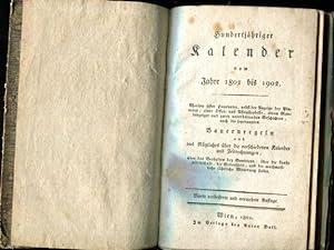 Hundertjähriger Kalender vom Jahre 1802 bis 1902 (weitere Informationen s. Abb.)