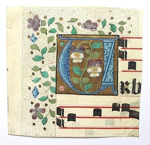 Ausschnitt aus einer liturgischen Handschrift auf Pergament. Initiale U (7 x 7 cm) in Blautönen u...