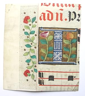 Ausschnitt aus einer liturgischen Handschrift auf Pergament. Initiale I (6,5 x 7 cm) in Blau mit ...