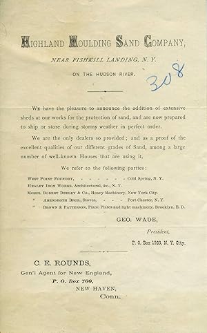 West Point Foundry, as reference for Highland Moulding Sand Company, Near Fishkill Landing, N.Y. ...