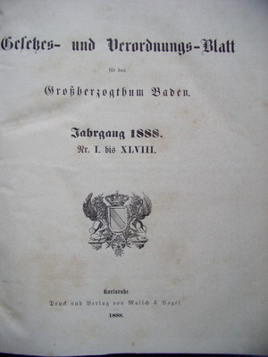 Gesetzes- Verordnungsblatt für das Großherzogthum Baden 1872 Nr. I. bis XLVIII.