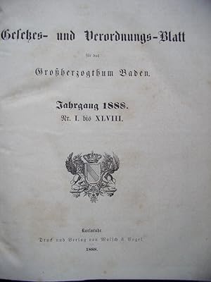 Gesetzes- Verordnungsblatt für das Großherzogthum Baden 1873 Nr. I. bis XXVII.