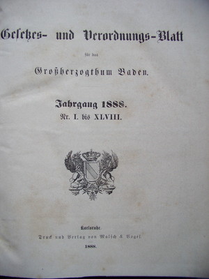 Gesetzes- Verordnungsblatt für das Großherzogthum Baden 1874 Nr. I. bis LXIII.